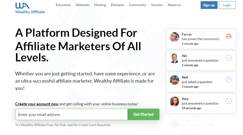 Wealthy affiliate university starter page