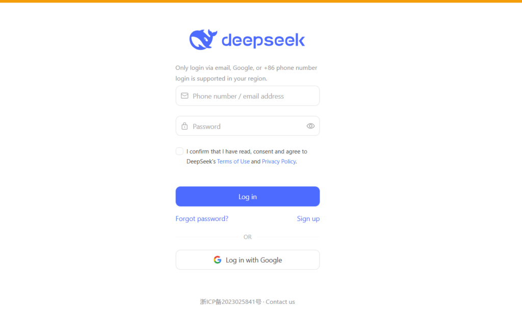 DeekSeek Sigup Page